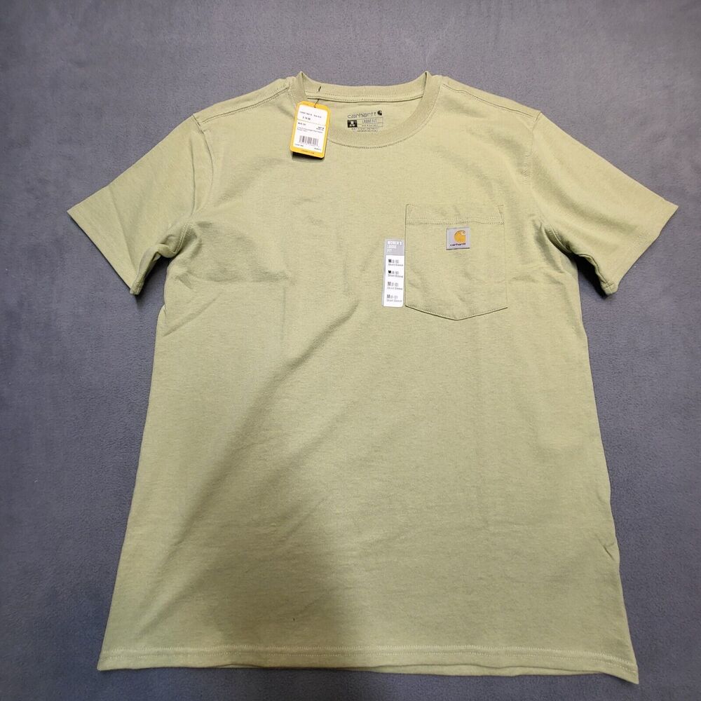 Carhartt Womens M Green Short Sleeve Heavyweight Shirt Loose Fit Pocket‎ Tee